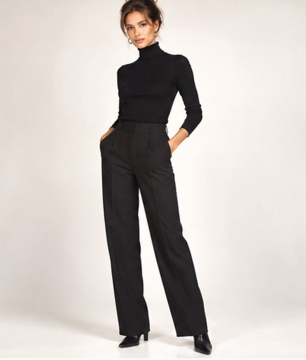 Vintage 90s Donna Karan New York Black Wool Pants 8 30x33 High Rise USA